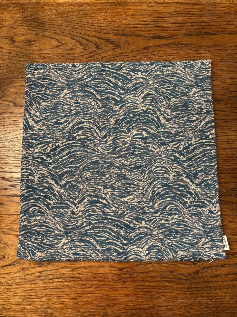 Sunbrella 20” Blue Ivory Textured Wave Pillow Cover Coastal Indoor Outdoor